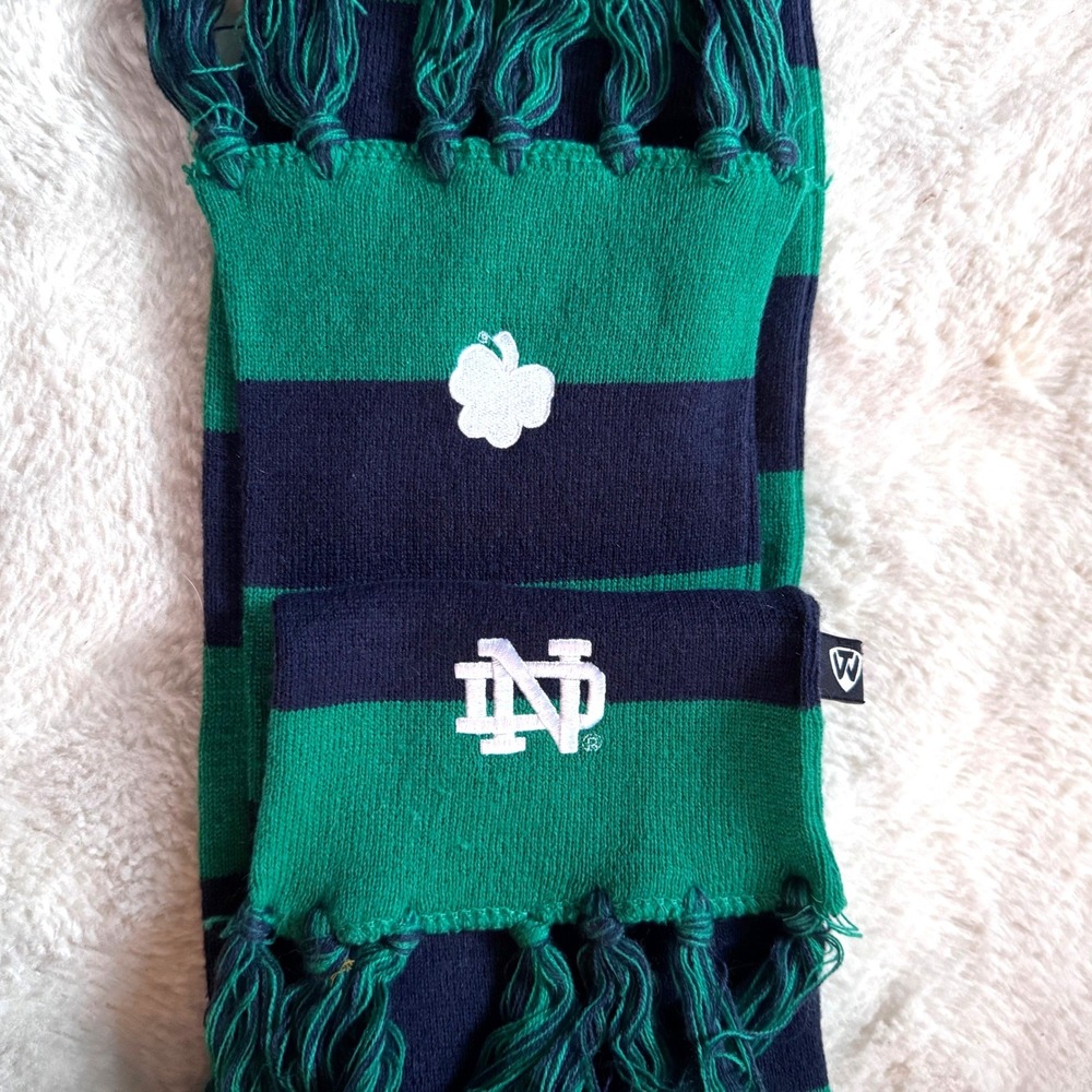 Notre Dame Fighting Irish Embroidered Striped Knit Scarf NCAA Tailgate Game Top